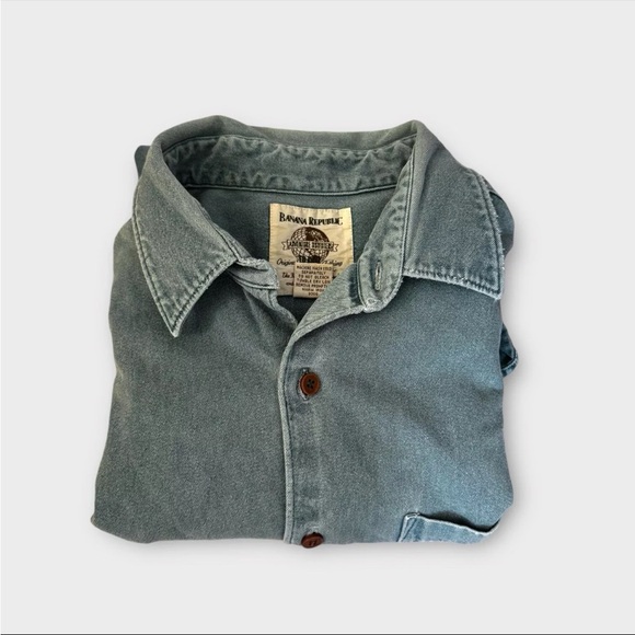 Vintage Banana Republic Shirt Mens Medium Green Adventure Outfitter Miss Buttons - Picture 3 of 13